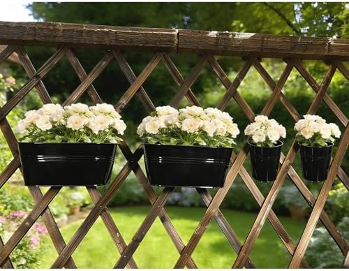 12 Pack Mixed Size Fence Hanging Planter for Patio Garden Décor, Black - Image 2
