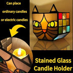 Unique Stained Glass Gray Cat Planter, Plant Pots Indoor,Indoor Flower Pots with Drainage,Window Sill Cat Decoration Gift,4.6x5.15x3IN - Image 2