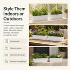 Algreen Acerra Window Box Planters, 2 Pack Indoor/Outdoor Rectangular Plant Pots with Drainage Plug, White - Image 4
