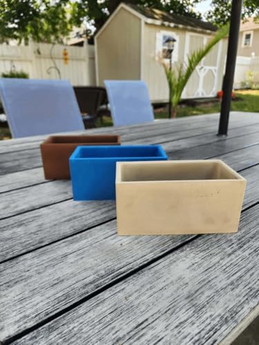 Concrete Rectangular Planter, Succulent Pot, Medium Size, Modern Decor, Gift, Wedding/Shower Favor (Brown, with Drainage Hole) by Unknown
