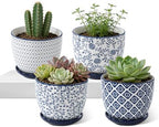 5.6 Inch Ceramic Plant Pots Set of 4 by Cerkik