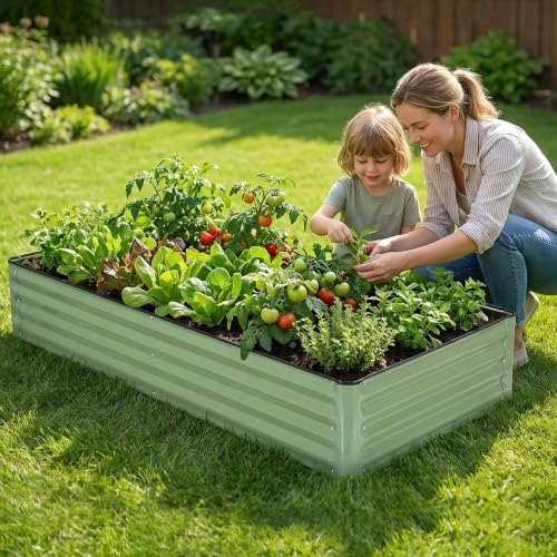 2 Pack 6x3x1 FT Galvanized Raised Garden Bed, Green - Image 6