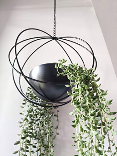 RISEON Boho Black Metal Plant Hanger,Metal Geometric Hanging Planter, Modern Planter, Mid Century Air Plant Holder Stand, Minimalist Planter for Indoor Outdoor Home Wedding Decor - Image 4