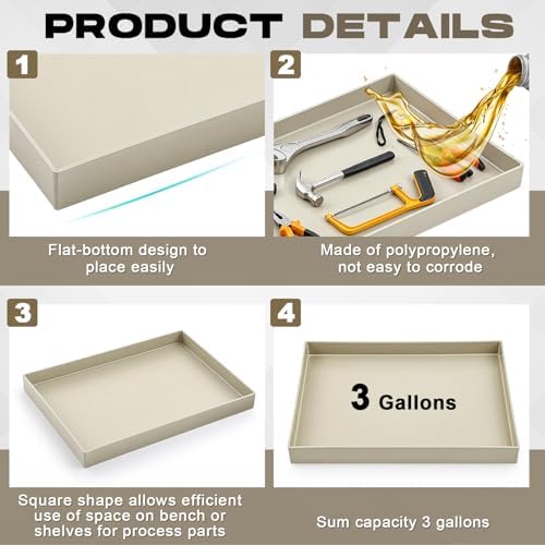 Maxdot 24 x 17 x 2.3 Inches Polypropylene Utility Tray Multifunctional Rectangular Plastic Containment Tray for Lab Kitchens Cosmetics Work Benches Shelf Use - Image 3