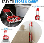 FCH Folding Hand Truck, Aluminum Portable Folding Hand Cart,155lbs Capacity Hand Cart and Dolly Ideal for Home, Auto, Office,Travel Use, Red - Image 3
