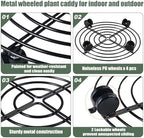 6 Packs 15.8 Inches Metal Plant Caddy with Wheels Extra-large Rolling Plant Stands Heavy-duty Wrought Iron Plant Roller Base Pot Movers Indoor Outdoor Plant Dolly with Casters Planter Tray Coaster - Image 2