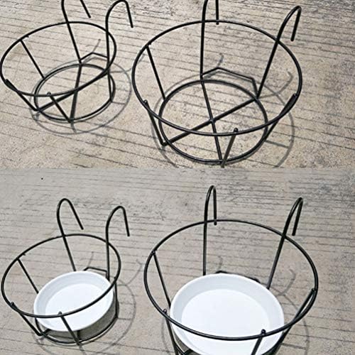 DOITOOL 2Pcs Iron Art Hanging Basket Flowerpot Holder with Hooks Black Metal Plant Stand for Balcony Railing Patio Office Bonsai Space Saver 11.8 Inch - Image 5