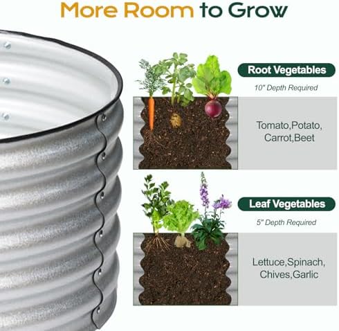 Aoodor 5 x 2 x 1.5 ft Oval Galvanized Raised Garden Bed Kit, Silver - Image 5