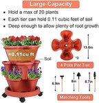 GameXcel Vertical Planter Tower - 3 Tier Stackable Garden Planters with Wheels and Tools Plant Pots for Strawberry Herb Flower and Vegetable Indoor Outdoor Use Red 2 Pack - Image 5