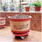 Large Potted Plant Caddy, Heavy Duty Iron Garden Flower Pot Planter Mover Planter Trolley on Wheels, Sturdy Designed Potted Plant Stand with Wheels,B - Image 6