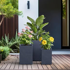 Kante Set of 3 Charcoal Concrete Tall Planters 13" 11" 9" Dia - Image 4