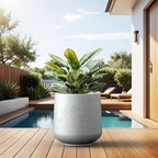 Kante Round Concrete Planter, 16.5-Inch Dia Barrel-Style Garden Pots with Drainage Hole for Home, Patio and Garden, Flower and Tree Planter (13.8" Opening), Gray - Image 6