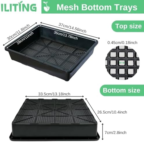 Soil Blocking Trays 15x12inch Mesh Tray 10 Pack Seed Starter Tray Mesh Bottom Trays for Soil Blocks, Seedling, Microgreen, Wheatgrass - Image 2