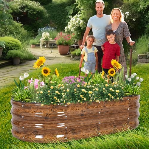 1MORE Galvanized Raised Garden Bed Outdoor,Planter Bed 4x2x1ft,Grain,2-Pk - Image 2