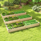 GIANTEX Wooden Raised Garden Bed with 2 Planter Boxes & Dividers, 90"x25"x10" Raised Bed for Flowers Vegetables Fruits Herbs Gardening Planting, Outdoor Garden Box for Patio Backyard Lawn (1) - Image 3
