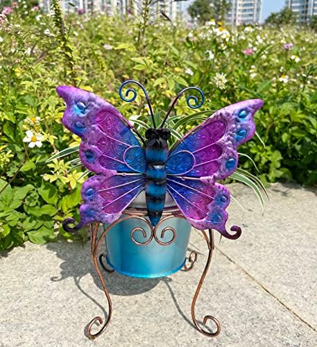 Metal Animal Plant Pot,Colorful Butterfly Planter Flower Pots Decoration - Image 3