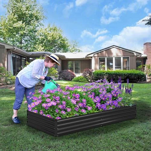 Foxlang 12x4x1ft(2 Pack) Galvanized Raised Garden Bed,Outdoor Planter Box Metal Patio Kit Planting Bed for Vegetables Flowers Herb,Black - Image 5