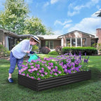 Foxlang 12x4x1ft(2 Pack) Galvanized Raised Garden Bed,Outdoor Planter Box Metal Patio Kit Planting Bed for Vegetables Flowers Herb,Black - Image 5