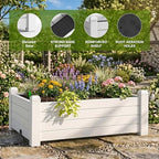 Elevated Raised Planter Box, All-Weather Resin Garden Bed for Indoor & Outdoor Patio, Plant Stand with Storage Shelf, Built-in Drainage System & Water Level Gauge, Tool-Free Snap Assembly - Image 6