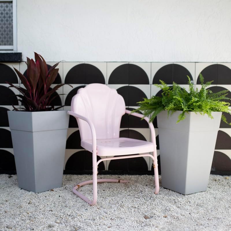 Bloem Tall Finley Tapered Square Planter: 25" - Cement Gray - Matte Textured Finish, 100% Recycled Plastic Pot, for Indoor and Outdoor Use, Gardening, 9 Gallon Capacity - Image 5