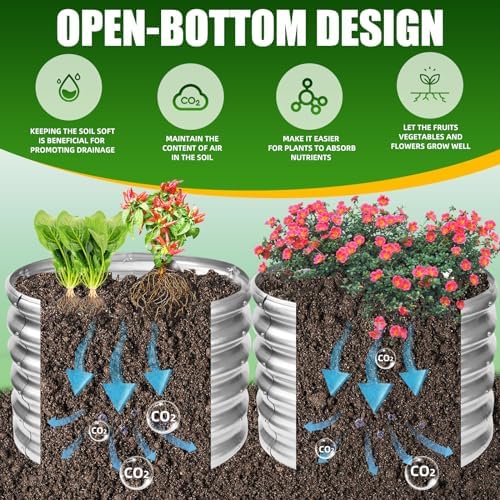 TBMLC 17" Tall Elevated Round Metal Raised Garden Bed Silver,2 FT Diameter - Image 6