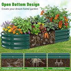 Green Oval Raised Garden Bed / Galvanized Steel Planter Box,60X24X12 inches - Image 3