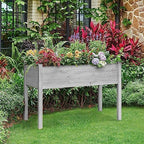 Yaheetech 1pc Raised Garden Bed Outdoor with Legs Horticulture Elevated Wood Planter Boxes w/Stable Rectangle Structure Standing Planter for Vegetables Flowers Herbs Planting,Gray - Image 4