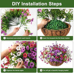Homsunny Artificial Faux Hanging Flowers Plants with Basket for Outdoor Spring Decoration, Fake Silk Daisy Outside Indoor UV Resistant Look Real Yard Patio Front Porch Garden Balcony Home Decor(Mix4) - Image 5