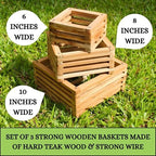Set of 3 Strong Teak Wood Orchid Baskets for Outdoors with Hangers, 1 is 10 Inches Wide, 1 is 8 Inches, 1 is 6 Inches, for Orchids, Staghorn Ferns, Orchid Gifts - Image 2