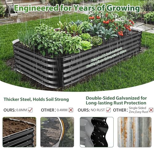 16.5" Deep Raised Garden Bed 4x4 ft for Vegetables, Herbs & Flowers - Image 4