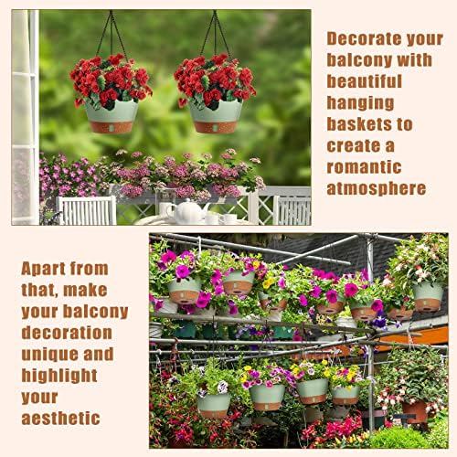 Amyhill 6 Pcs 8 Inch Hanging Planter for Indoor Plants Self Watering Hanging Pot Baskets with Drainage Hole Visible Water Level Tray with Hooks for Garden Outdoor(Green) - Image 6