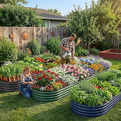 Land Guard 2Pcs 8ft Galvanized Steel Raised Garden Bed, 8 x 4 x 1 ft Large Metal Raised Planter Beds, Raised Garden Bed for Vegetables, Green - Image 4