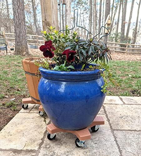 Bosmere 20" Plant Caddie - Heavy-Duty Rolling Plant Stand with Locking Wheels, 500 lb Capacity – Durable Plant Caddy for Indoor/Outdoor Use, Adobe - Image 3
