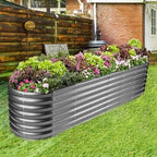 Land Guard 8×2×2ft Galvanized Raised Garden Bed Kit, Raised Garden Boxes Outdoor, Oval Metal Raised Garden Beds for Vegetables, Modern Grey - Image 5