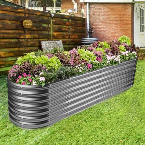 Land Guard 8×2×2ft Galvanized Raised Garden Bed Kit, Raised Garden Boxes Outdoor, Oval Metal Raised Garden Beds for Vegetables, Modern Grey - Image 5