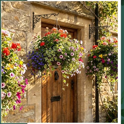 Landhoow 2 Pcs 15.6" Cast Iron Hanging Outdoor Wall Hanger, Black - Image 6