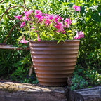 Sunnydaze Ribbed 13-Inch Double-Walled Outdoor Plant Pot - Rust - Image 3