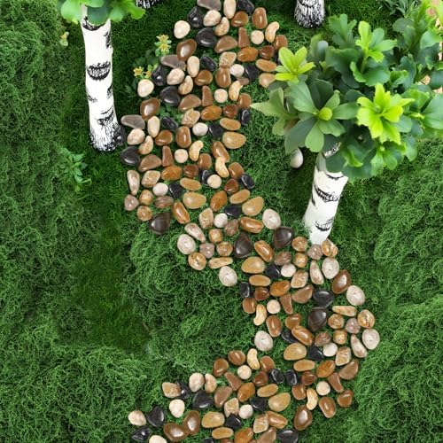 Solsew Fake Green Moss and Stone Decoration Set for Table Centerpiece - Image 3