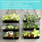 LaLaGreen 16 Inch Wall Mounted Tiered Planter for Indoor Succulent Plants, 3 Tier Modern Black Rectangular Metal Planter - Image 6