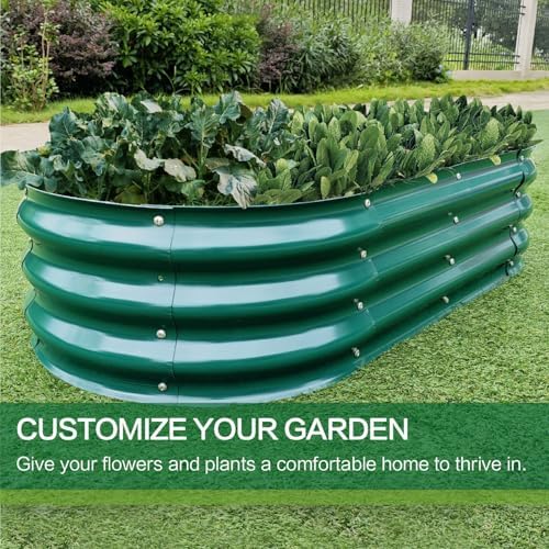 Gardmax Galvanized Raised Garden Bed, Lightweight Planter Boxes Outdoor with Easy Assembly, Large Garden Bed for Vegetables, Fruits, Flower Dark Green 8FT - Image 6