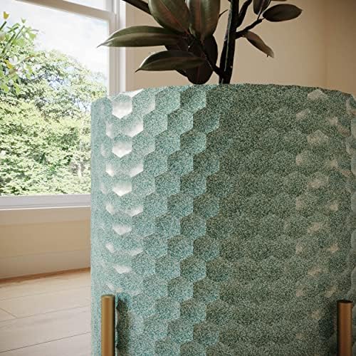 EverNest Mid-Century Modern Rhys Honeycomb Embossed Planter Pot with Ambrose Stand, Metal Indoor Plant Pots, Blue Green Bohemian Style (Small 1 Gallon) - Image 4