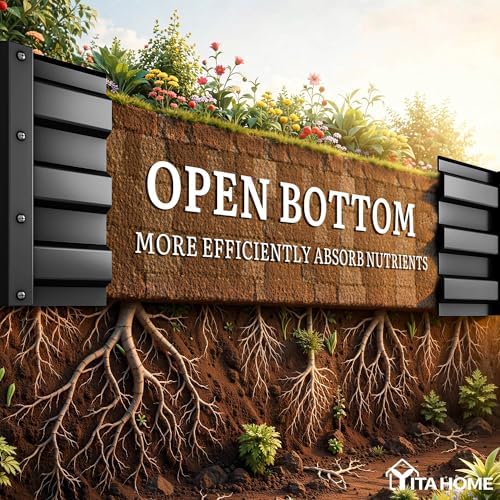 YITAHOME 2pcs 8x4x1ft Galvanized Raised Garden Bed, Metal Planter Box with Safety Rubber, Gloves, Outdoor Flower Bed for Planting Plants Vegetables, Black - Image 4