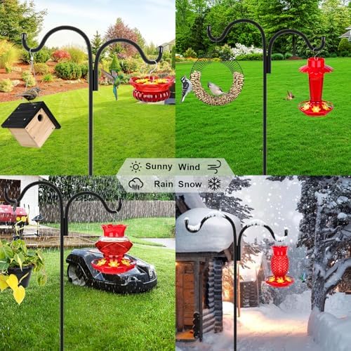 Gtongoko Double Shepherds Hook for Outdoor, 76 Inch Bird Feeder Pole with 5 Prongs Base, 5/8 Inch Thick Heavy Duty Adjustable Garden Hook for Hanging Plant, Lantern, Hummingbird Feeder, 1 Pack - Image 6