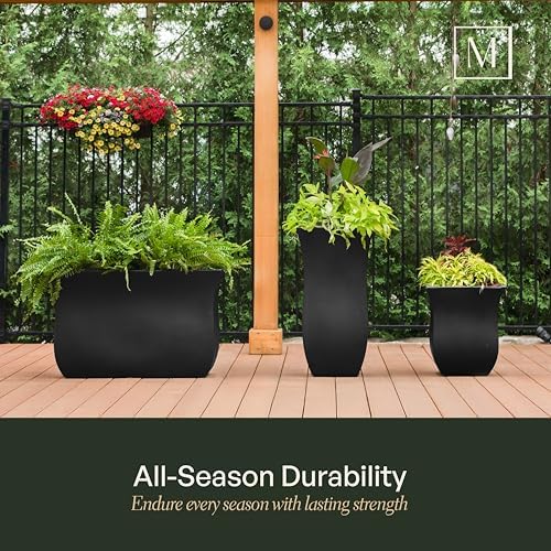 Mayne Valencia 30-Inch Tall Planter – Weather-Resistant Planter for Flowers – Durable Indoor/Outdoor Design for Patio, Porch, or Entryway - Image 3