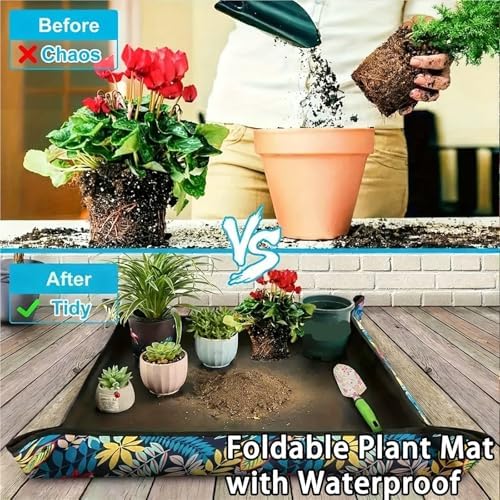 2 PCS Foldable Plant Mat with Waterproof & Leak-Proof Design, Gardening Tray for Clean for Patio - Image 3