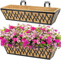 2 Pack 24 Inch Window Boxes Planters Railing Planter Box with Adjustable Brackets for Porch Fence Patio Balcony Hanging Flower Baskets with Coco Liners for Outdoor Garden Décor - Black by KarlliuHOMEGARDEN