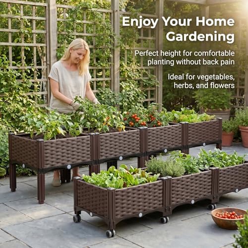 Raised Garden Bed with Interchangeable Wheels, Garden Boxes with Drainage, Ideal for Planting Vegetables, Herbs and Flowers, Patio. Suitable for Both Indoor and Outdoor use. - Image 4