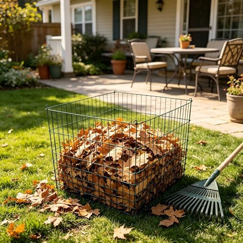 Garden Wire Compost Bin 36x36x30 inches, Green, Garden Bed Fencing - Image 4