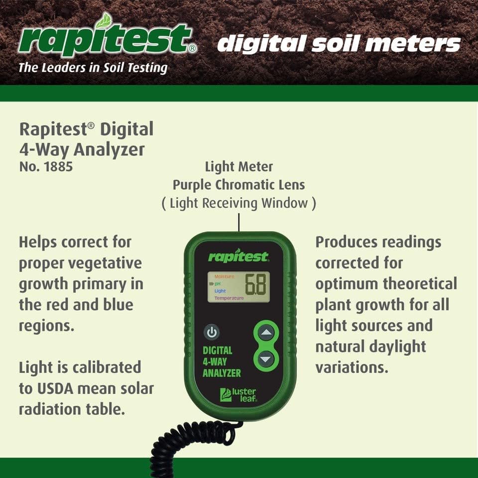 Luster Leaf Rapitest 4-Way Digital Soil Analyzer for pH, Moisture, Temperature, and Light – Designed and Engineered in the USA - Image 5