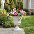 Christopher Knight Home Sical Round Concrete Planter, Garden Flower Pot with Drainage Hole, MGO Patio Urn Planter for Outdoor Plants, Outdoor Planter Box, No Assembly, Antique White by ChristopherKnightHome